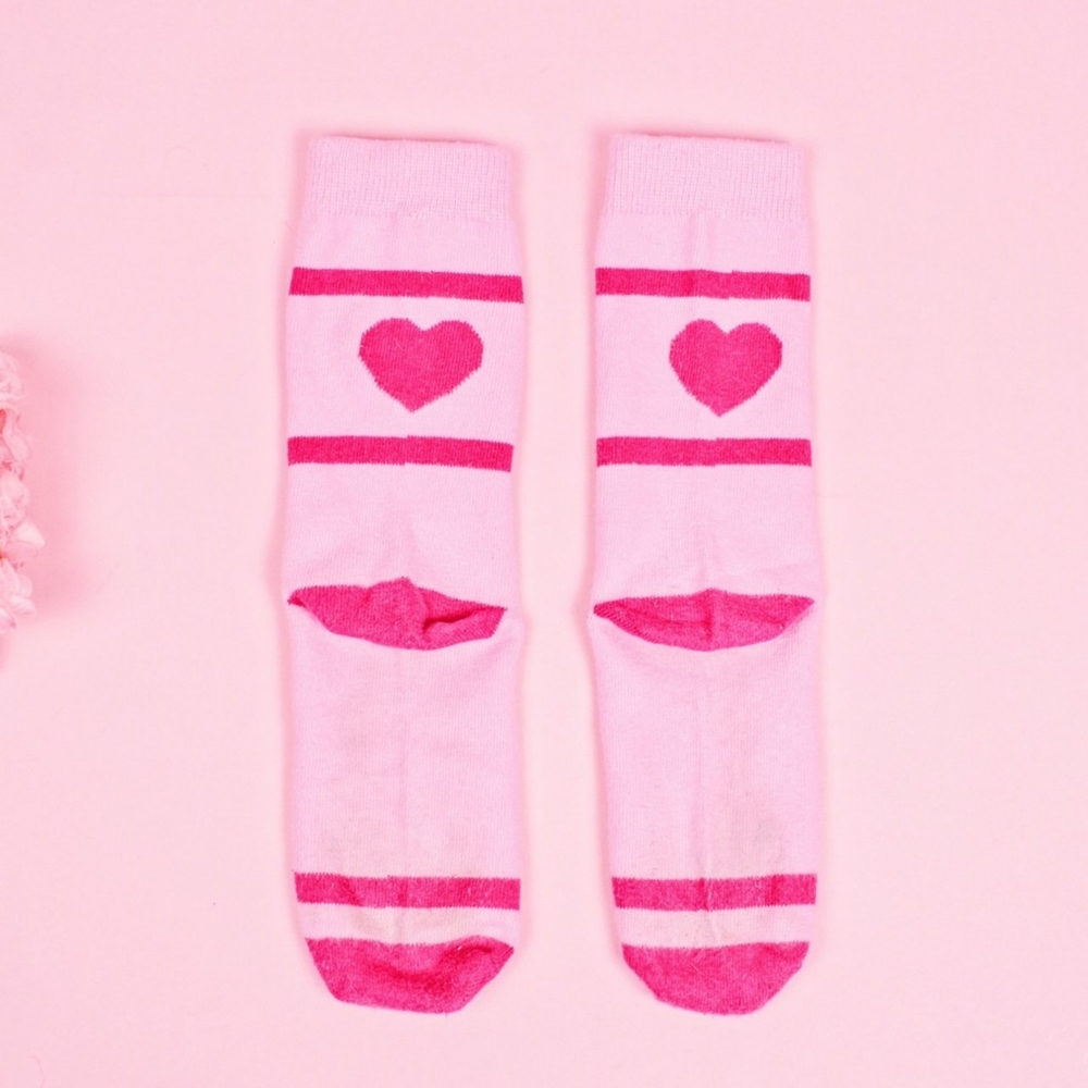 💖 SOLD 💖 Lazy Oaf Pastel & Fuschia Kei Socks - Picture 1 of 3